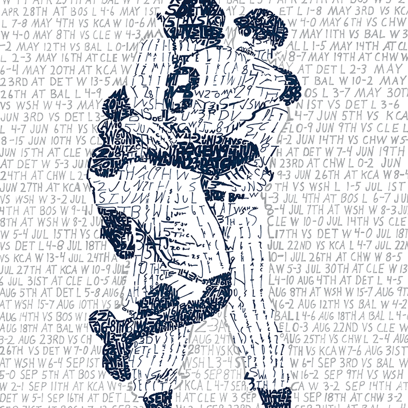 1956 New York Yankees Word Art Print