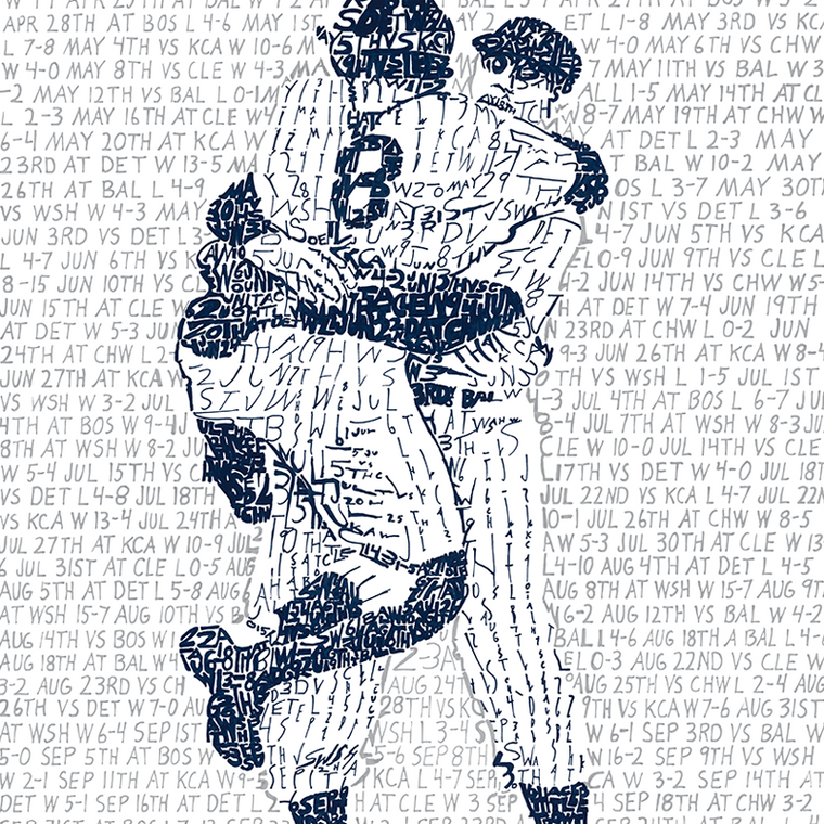 1956 New York Yankees Word Art Print