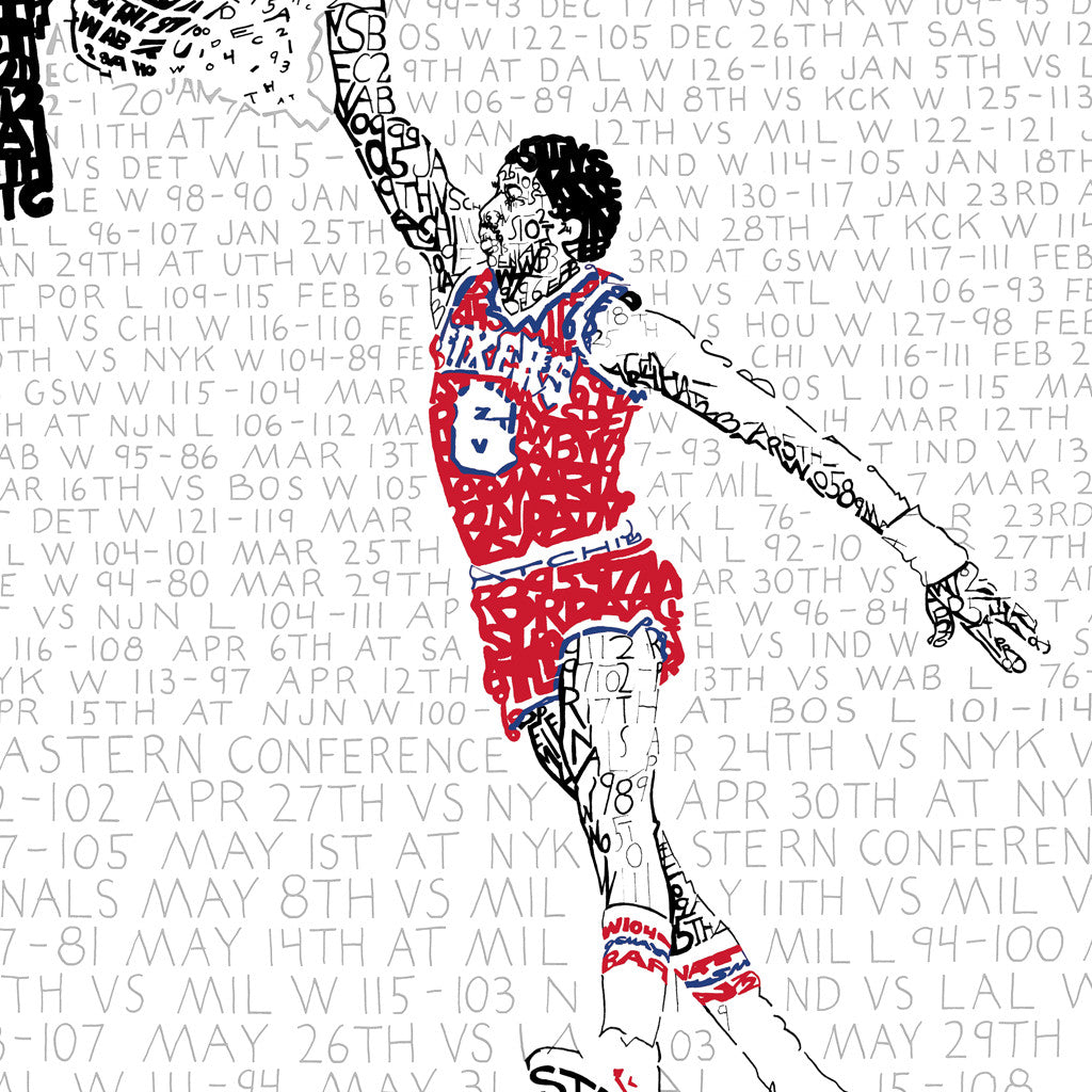 1983 Philadelphia 76ers Julius Erving Word Art Print
