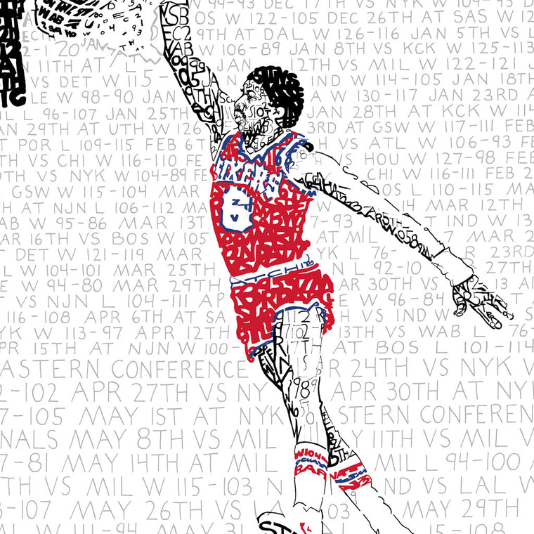 1983 Philadelphia 76ers Julius Erving Word Art Print